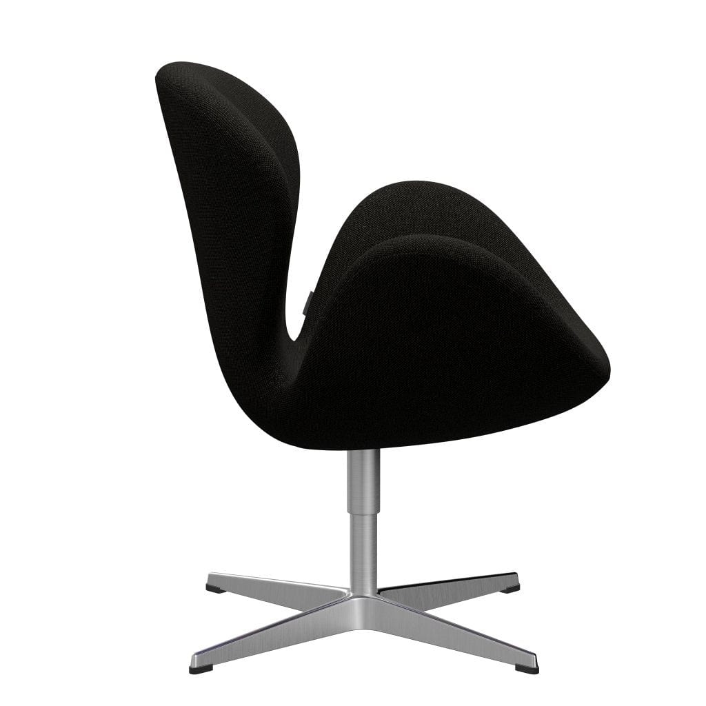 Fritz Hansen Swan Lounge stol, SatingBrushed Aluminium/Hallingdal Black/Grey (173)