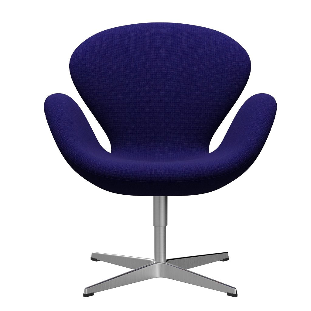 Fritz Hansen Chaise salon de cygne, satin brossé en aluminium / hallingdal violet sombre