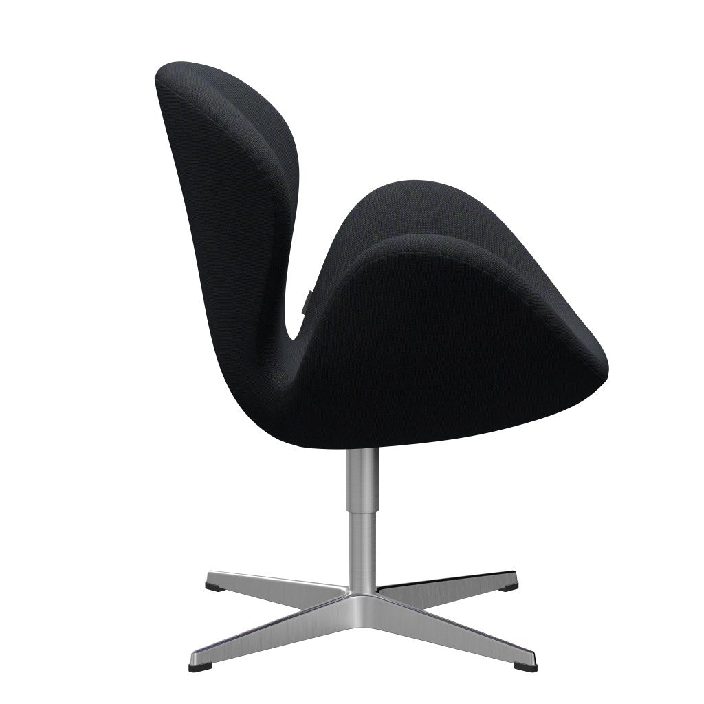 Sedia da salotto Fritz Hansen Swan, alluminio spazzolato in raso/viola/verde di Hallingdal