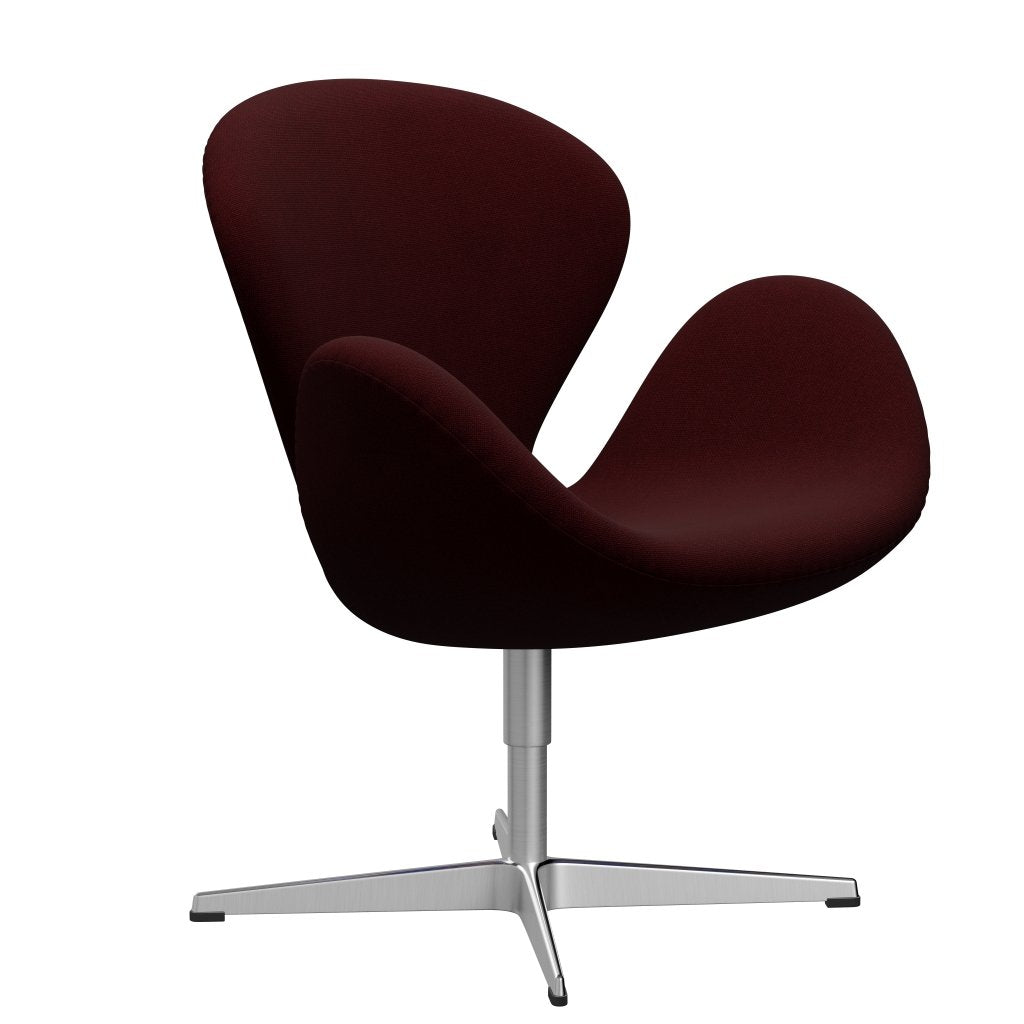 Fritz Hansen Swan Lounge Chair, Satin Brushed Aluminium/Hallingdal Wine Red