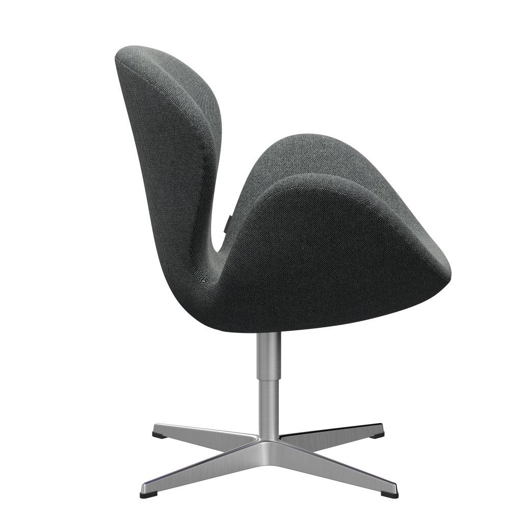 Fritz Hansen Swan Lounge Chair, SatingBrushed Aluminium/Hallingdal White Black