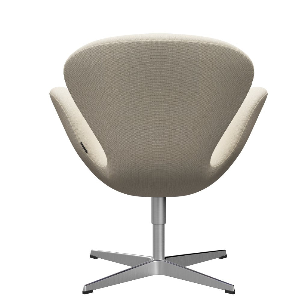 Fritz Hansen Chaise salon de cygne, aluminium brossé en satin / laine d'allumage blanc