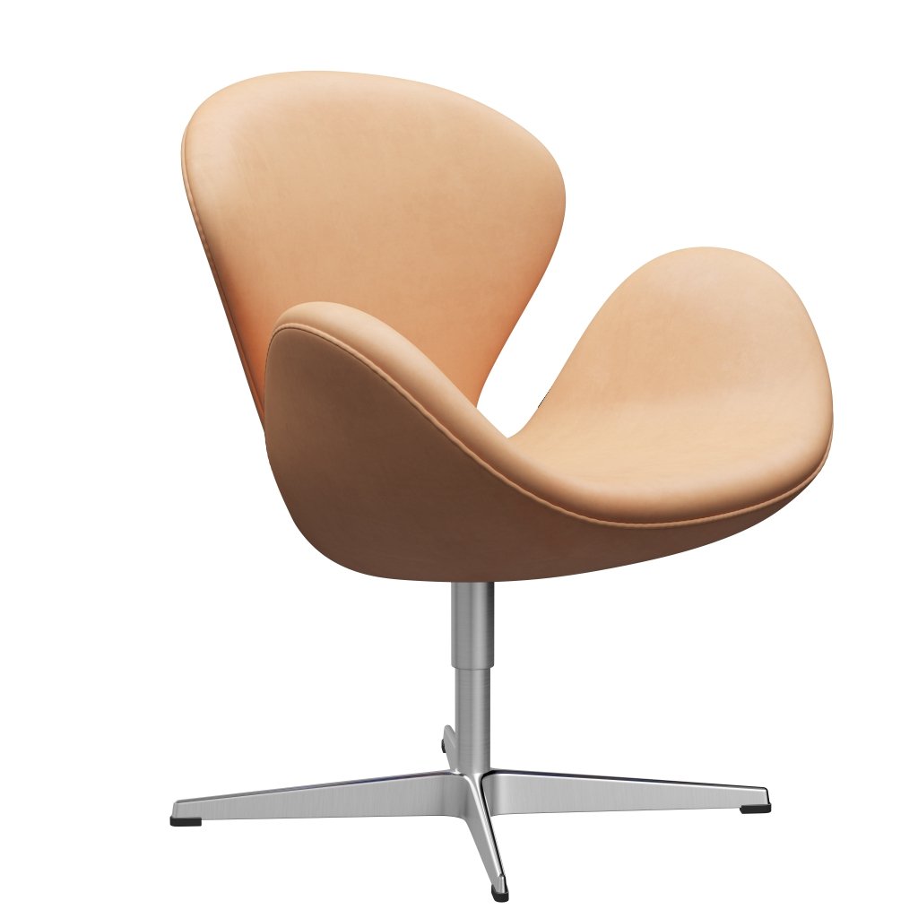 Sedia fritz Hansen Swan Lounge, alluminio spazzolato in raso/natura naturale