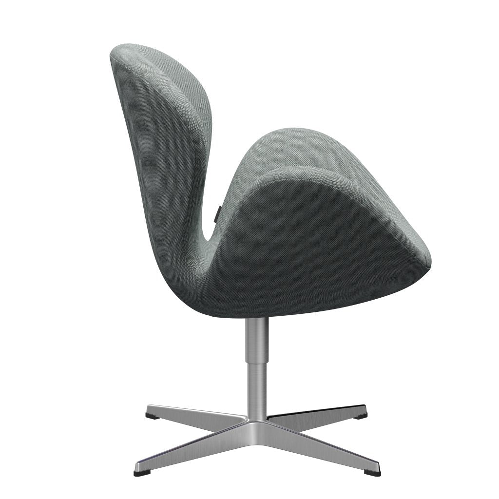 Fritz Hansen Chaise salon de cygne, aluminium en satin en aluminium / re laine aqua pâle