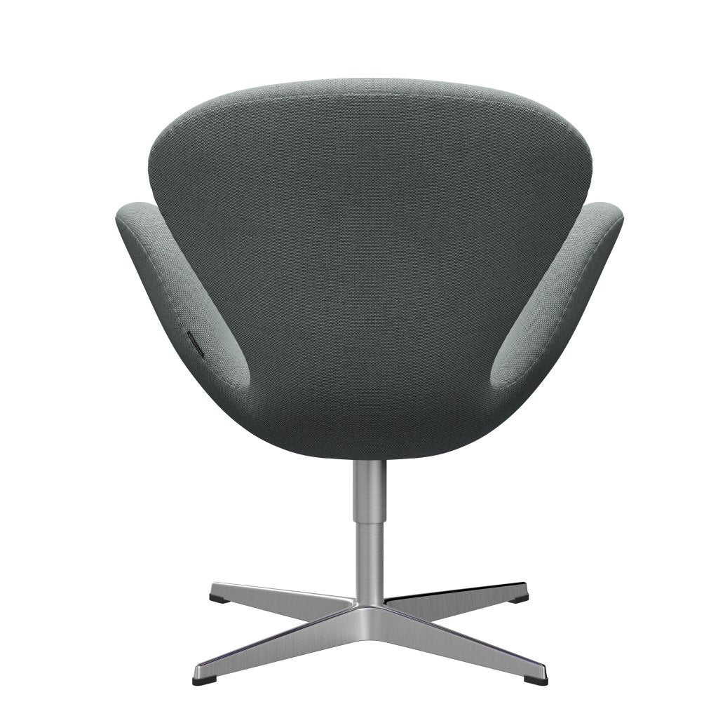 Sedia fritz Hansen Swan Lounge, alluminio spazzolato in raso/re lana pallida acqua