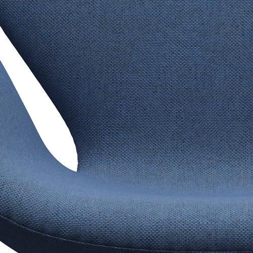 Sedia fritz Hansen Swan Lounge, alluminio spazzolato in raso/re blu lana/naturale