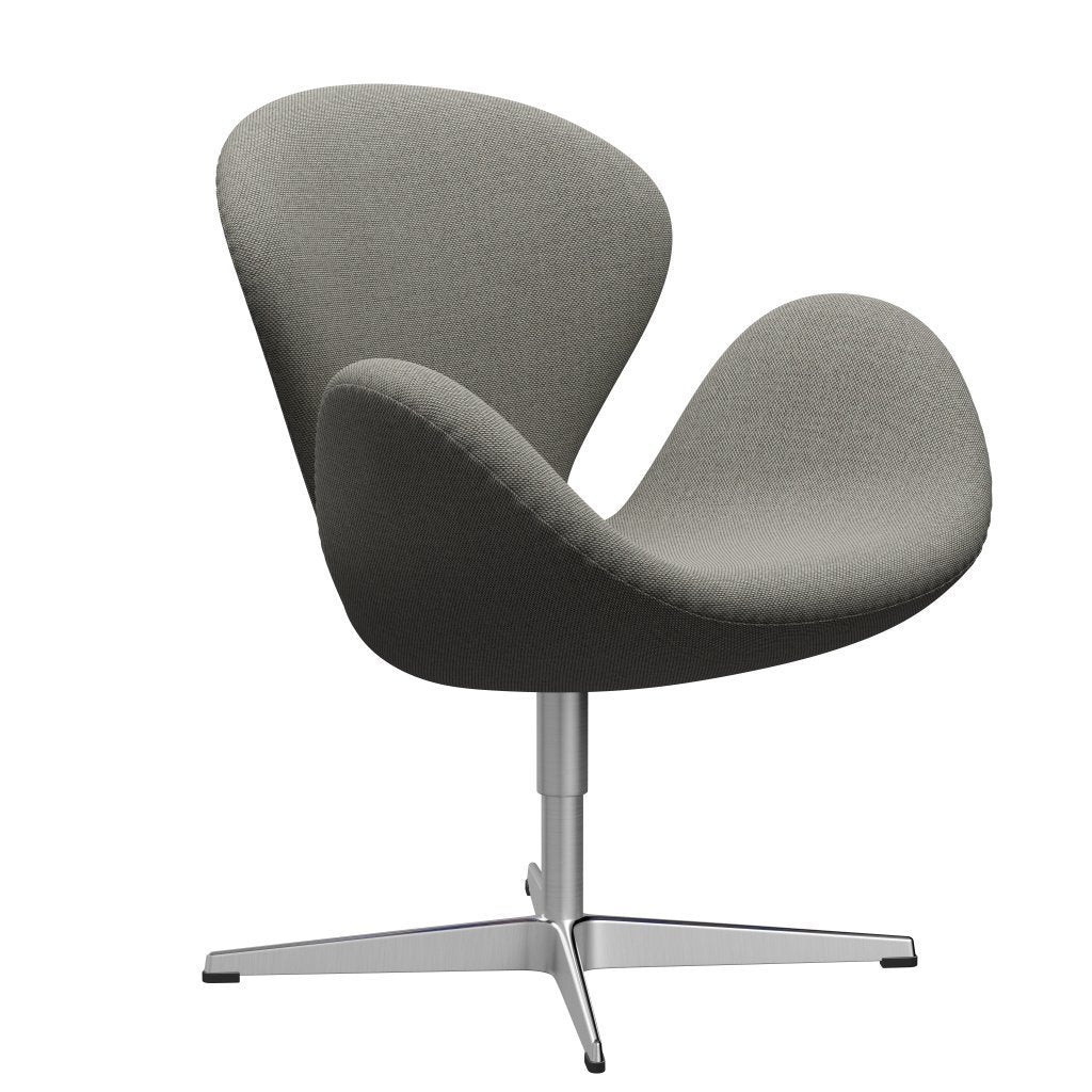 Fritz Hansen Swan Lounge -stoel, satijnen geborsteld aluminium/re wol grijs wit/gewoon