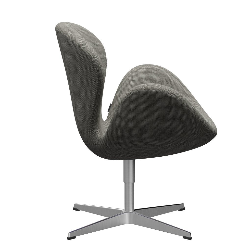 Fritz Hansen Swan Lounge -stoel, satijnen geborsteld aluminium/re wol grijs wit/gewoon