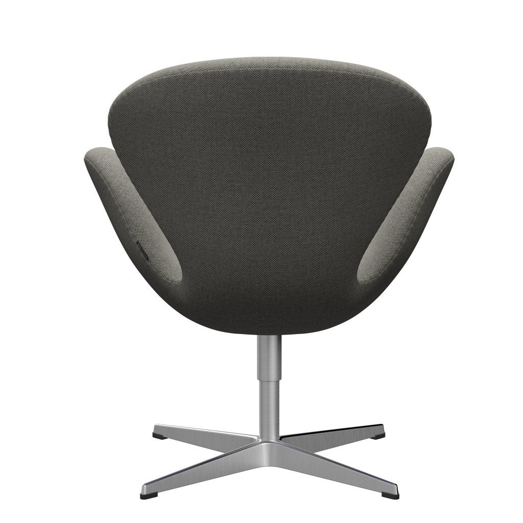 Sillón Fritz Hansen Swan, aluminio cepillado con satén/re lana gris blanco/liso