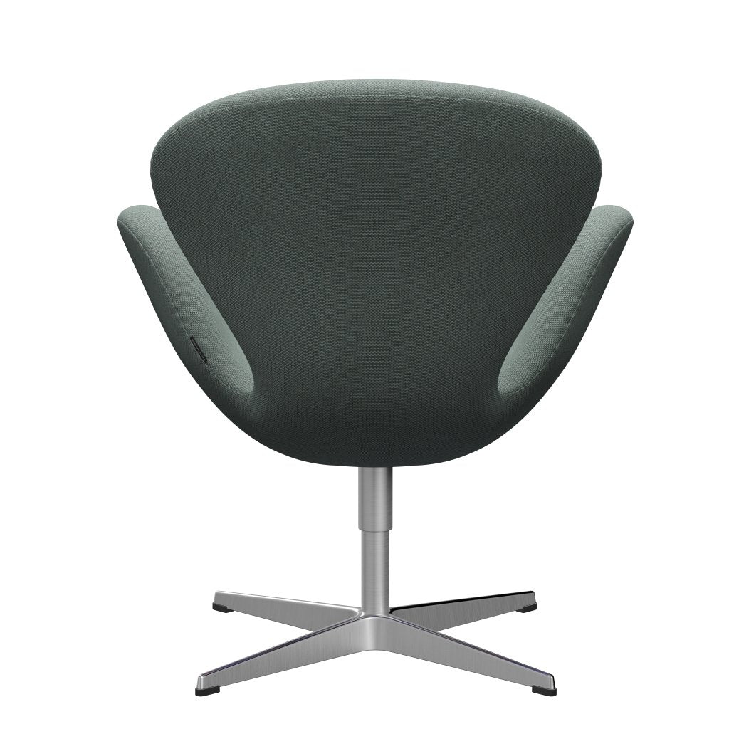 Fritz Hansen Swan Lounge Chair, Satin Brushed Aluminium/Re Wool Light Aquamarine/Natural