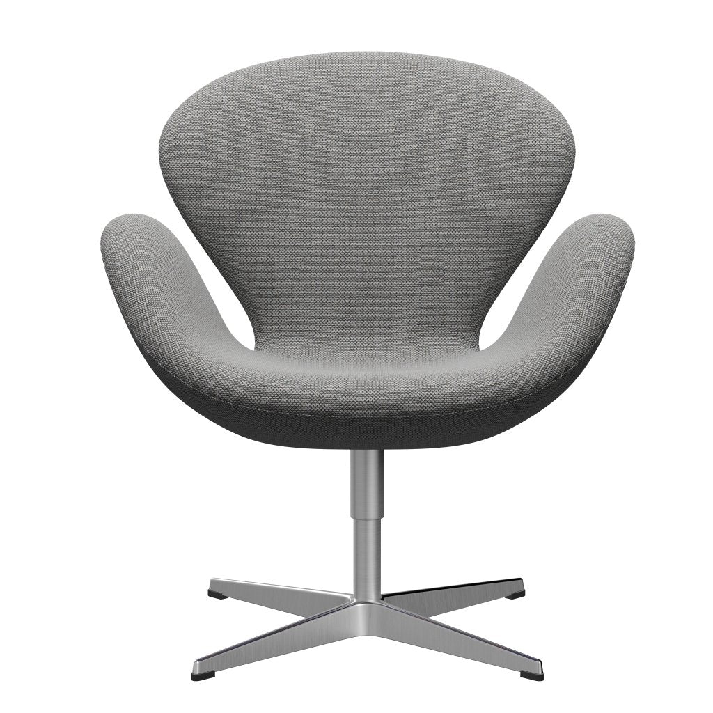 Fritz Hansen Swan Lounge Chair, Satin Brushed Aluminium/Re Wool Wool White/Natural