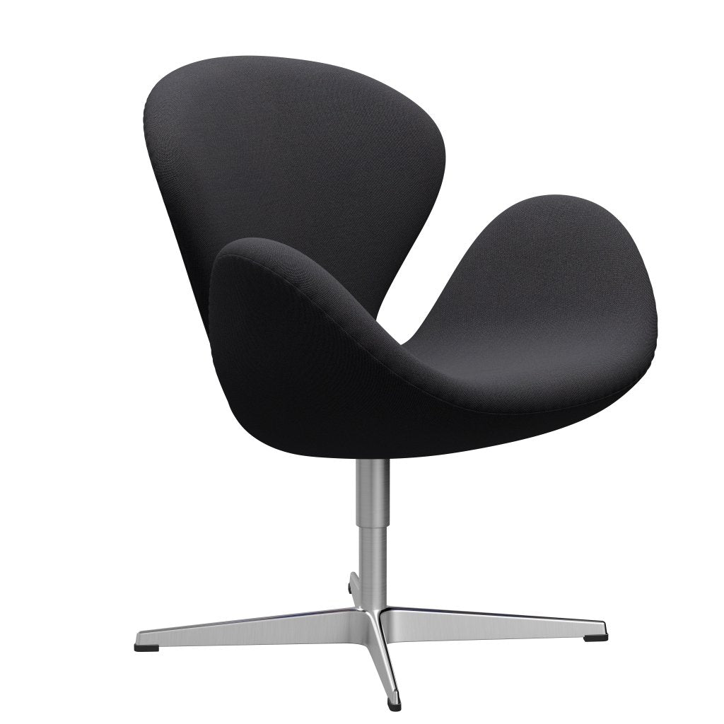 Fritz Hansen Swan Lounge -stoel, satijnen geborsteld aluminium/velgen bruin/donkerblauw