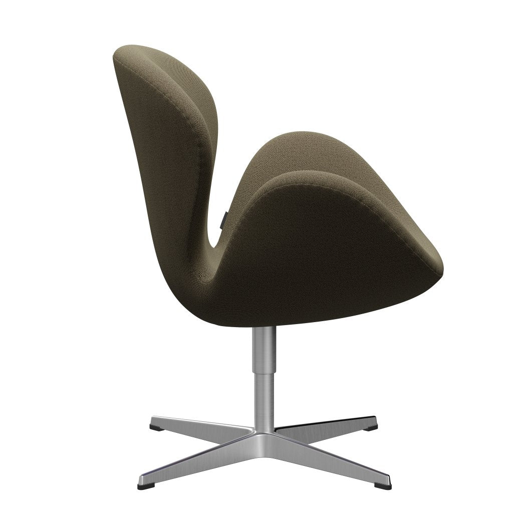 Fritz Hansen Chaise salon de cygne, aluminium / jantes brossé en satin marron / vert clair