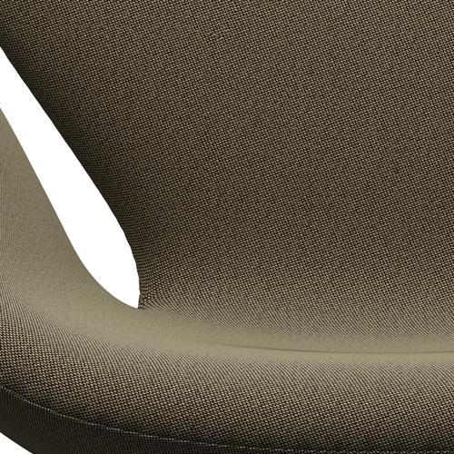 Fritz Hansen Chaise salon de cygne, aluminium / jantes brossé en satin marron / vert clair