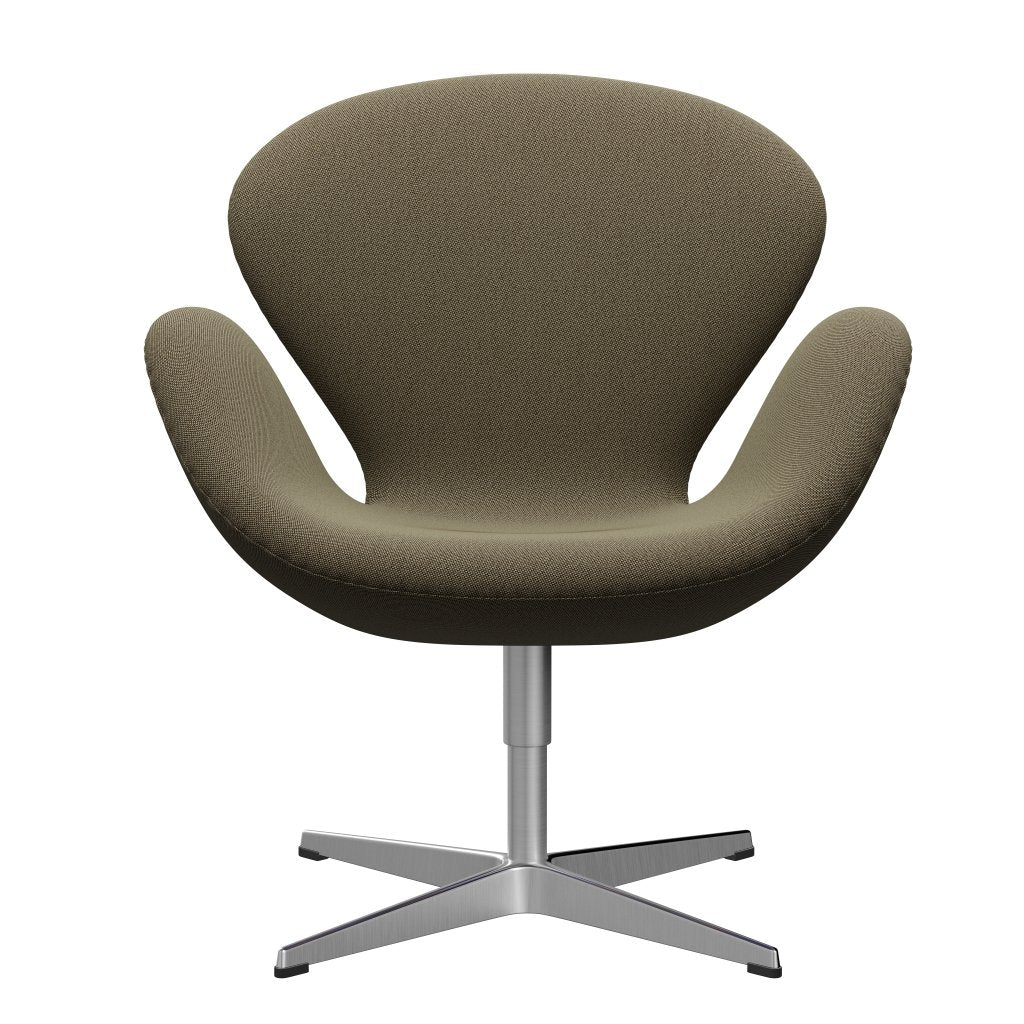 Sedia fritz Hansen Swan Lounge, alluminio spazzolato in raso/cerchioni marrone/verde chiaro