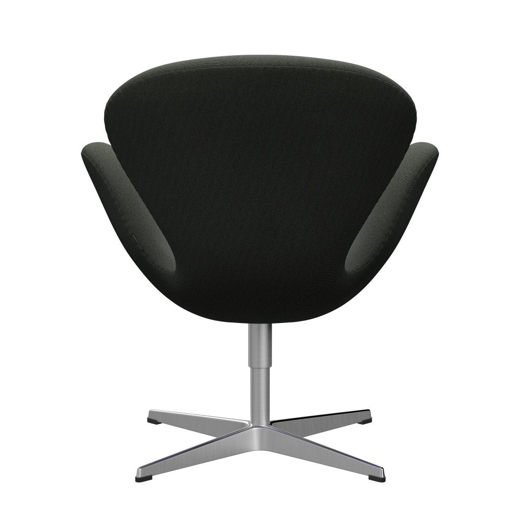 Sedia fritz Hansen Swan Lounge, alluminio spazzolato in raso/rima marrone/verde muschio