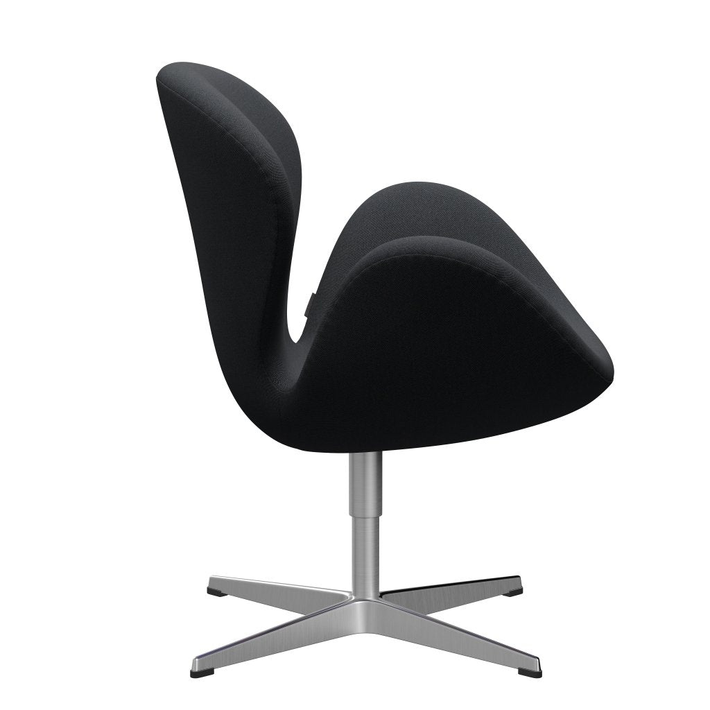 Sedia fritz Hansen Swan Lounge, alluminio spazzolato in raso/cerchi marrone scuro/grigio