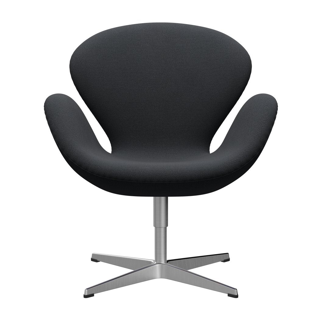 Sedia fritz Hansen Swan Lounge, alluminio spazzolato in raso/cerchi marrone scuro/grigio