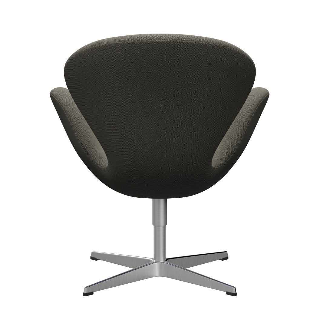 Fritz Hansen Swan Lounge -stoel, satijnen geborsteld aluminium/velgen donkergrijs/beige