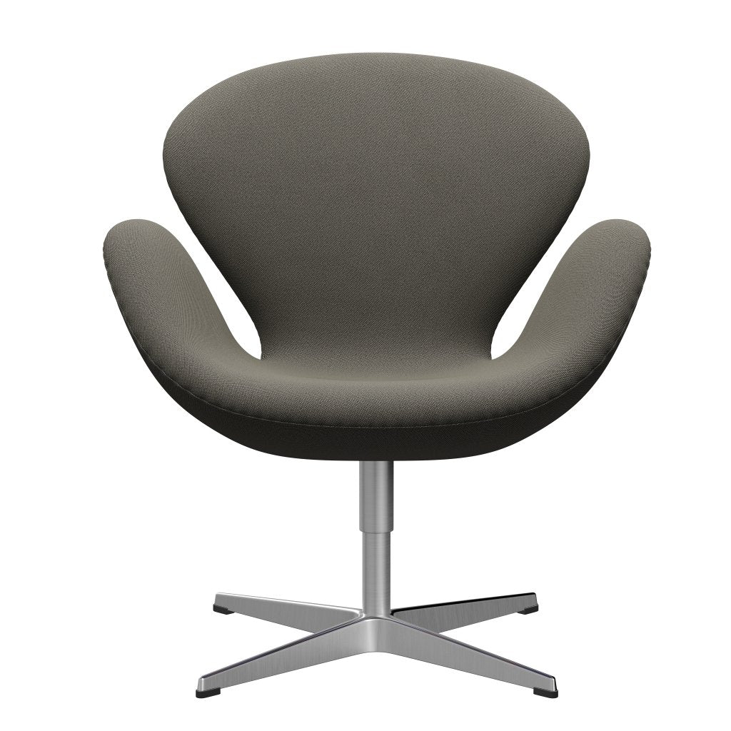 Fritz Hansen Swan Lounge -stoel, satijnen geborsteld aluminium/velgen donkergrijs/beige