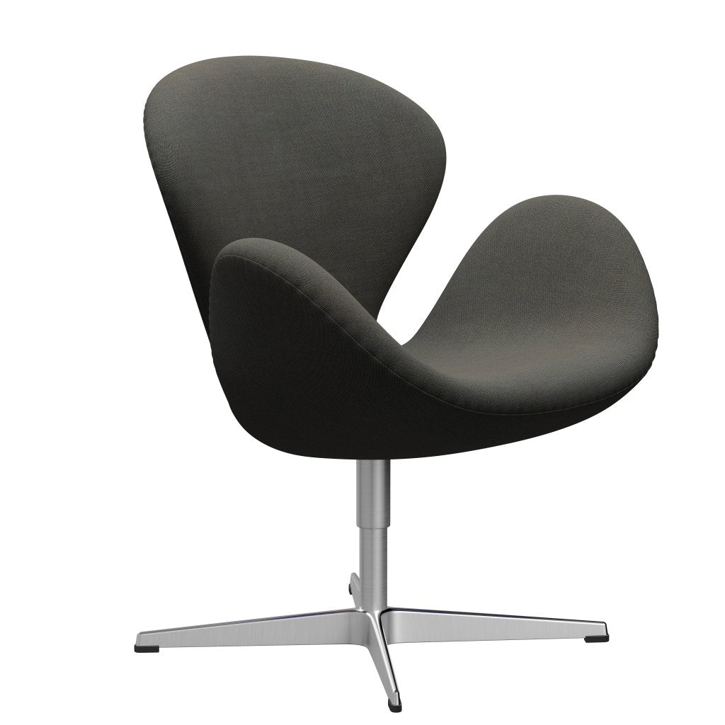 Sedia fritz Hansen Swan Lounge, alluminio spazzolato in raso/rima grigio scuro/kaki