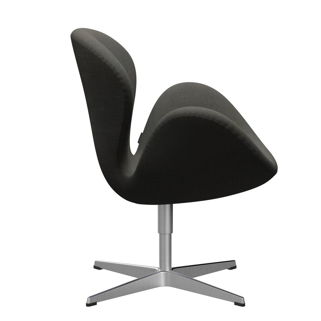 Sedia fritz Hansen Swan Lounge, alluminio spazzolato in raso/rima grigio scuro/kaki