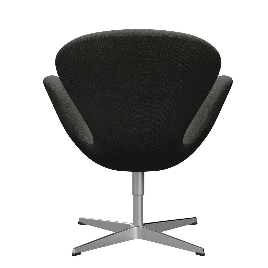 Sedia fritz Hansen Swan Lounge, alluminio spazzolato in raso/rima grigio scuro/kaki