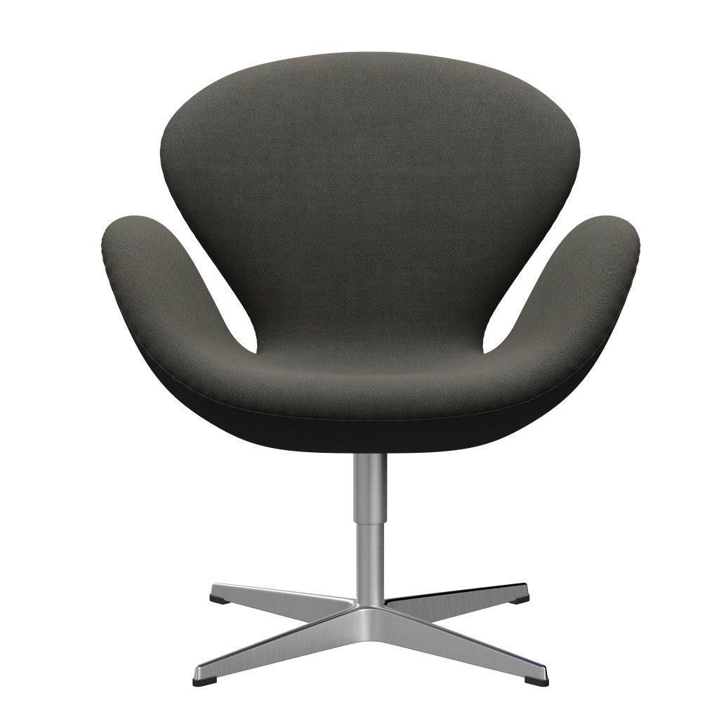 Sedia fritz Hansen Swan Lounge, alluminio spazzolato in raso/rima grigio scuro/kaki