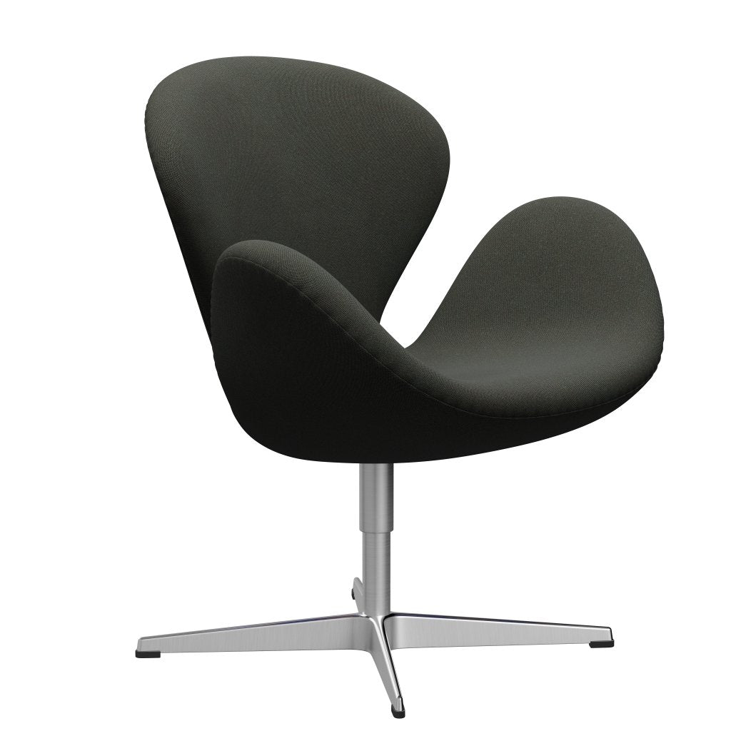 Sedia fritz Hansen Swan Lounge, alluminio spazzolato in raso/rima grigio scuro/kaki/blu