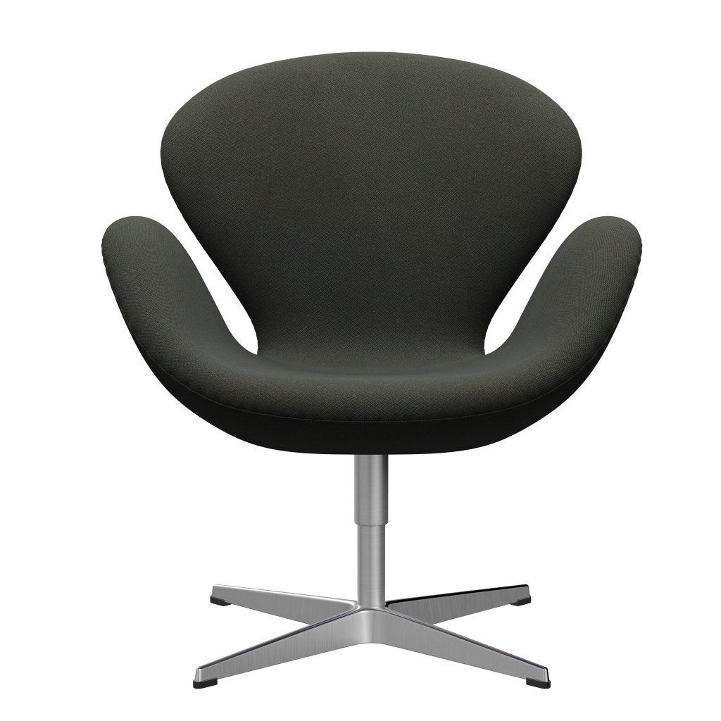 Sedia fritz Hansen Swan Lounge, alluminio spazzolato in raso/rima grigio scuro/kaki/blu