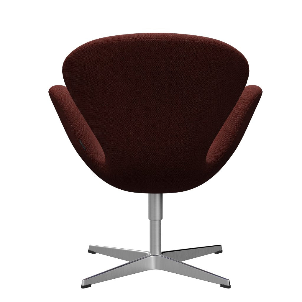 Sedia fritz Hansen Swan Lounge, alluminio spazzolato in raso/cerchi rosso scuro/marrone