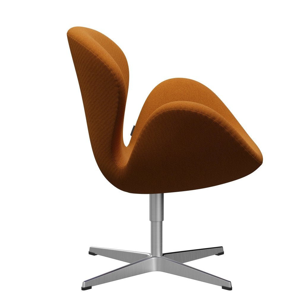 Sedia da salotto Fritz Hansen Swan, alluminio spazzolato in raso/bordi rosso scuro/giallo