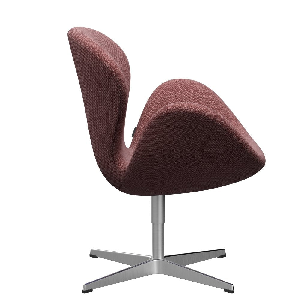 Fritz Hansen Chaise salon de cygne, aluminium / jantes brossé en satin rouge foncé / blanc