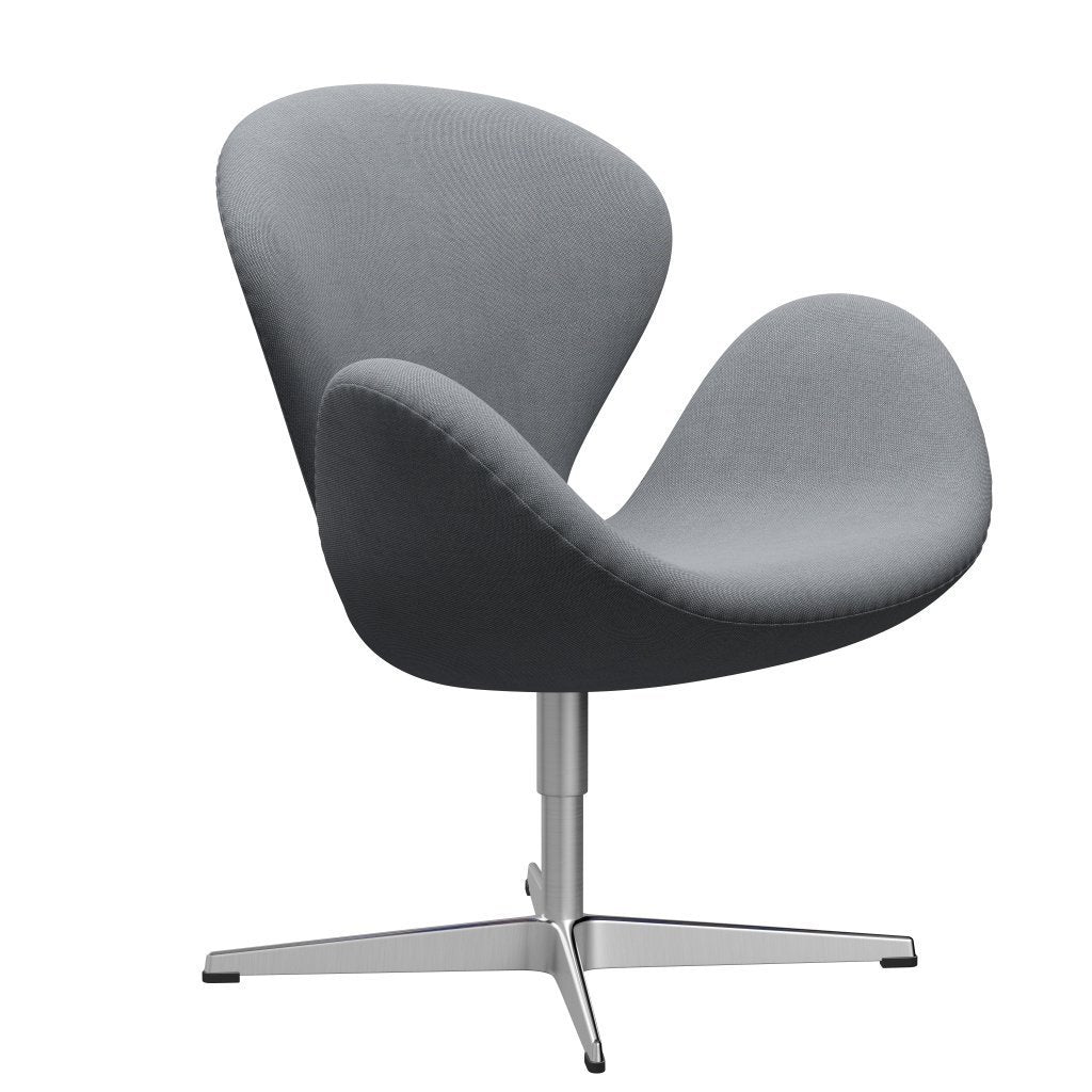 Fritz Hansen Swan Lounge Chair, Satin Brushed Aluminium/Rims Grey/White