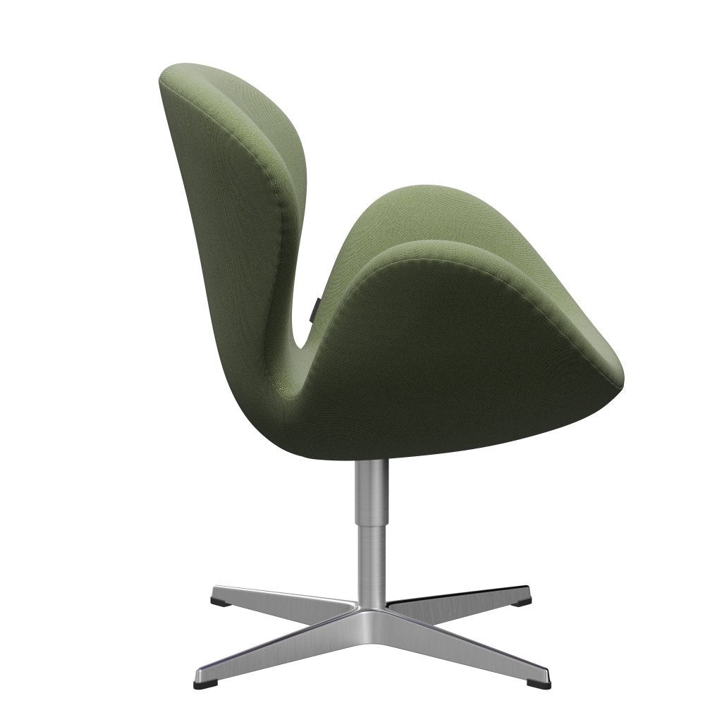 Fritz Hansen Chaise salon de cygne, aluminium / jantes brossé en satin vert / blanc