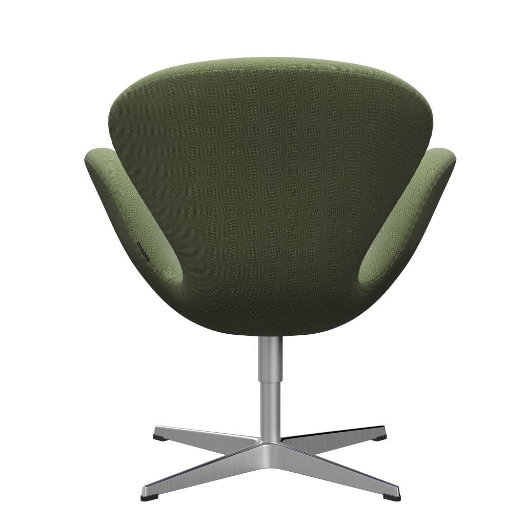 Fritz Hansen Swan Lounge -stoel, satijnen geborsteld aluminium/velgen groen/wit