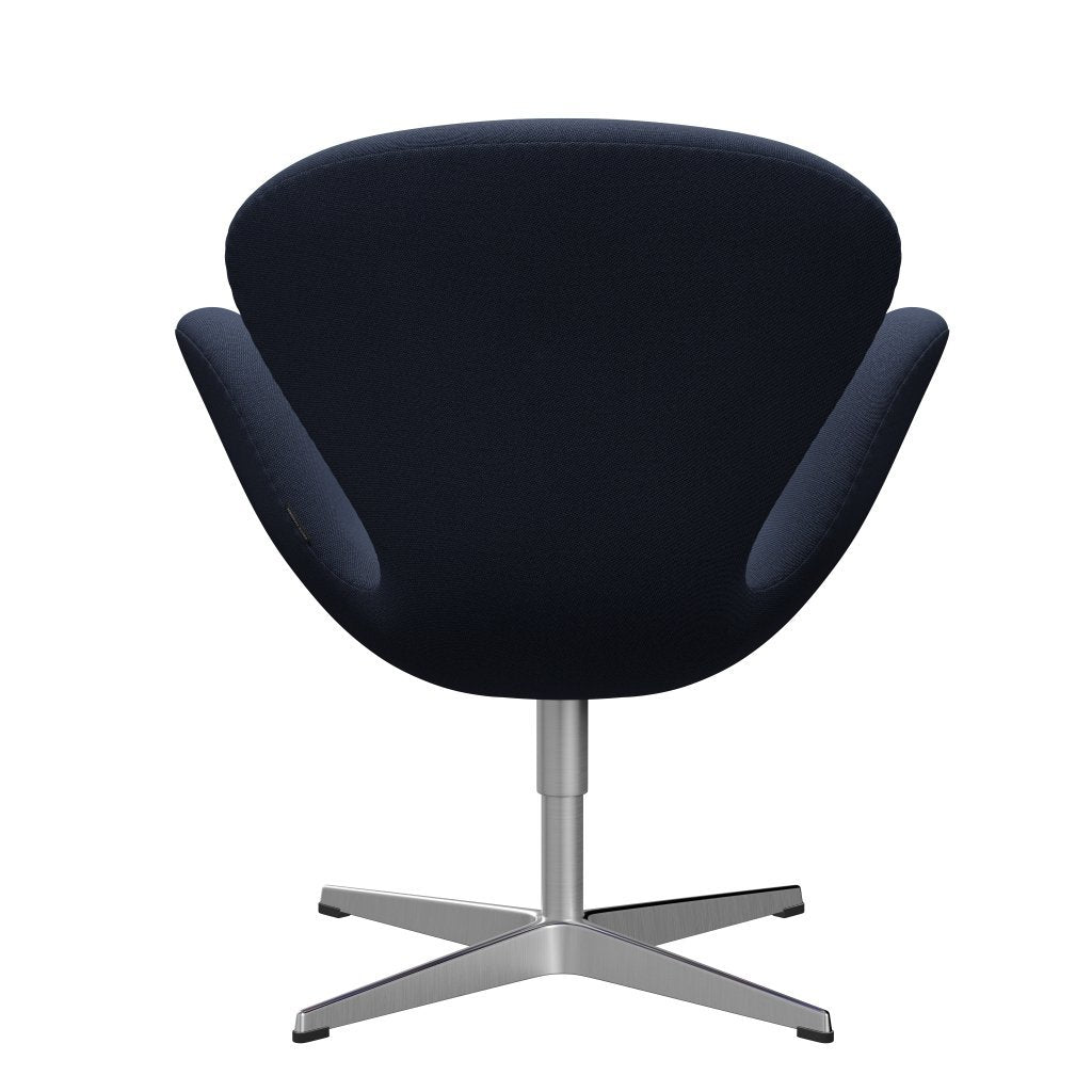 Sedia fritz Hansen Swan Lounge, alluminio spazzolato in raso/cerchi azzurri/marrone