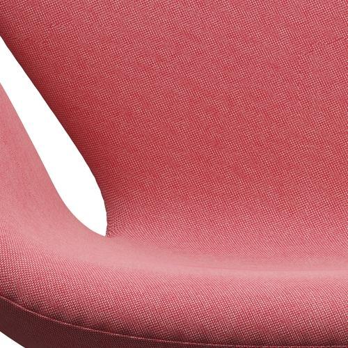 Fritz Hansen Swan Lounge Chair, Satin Brushed Aluminium/Rime Light Red/White