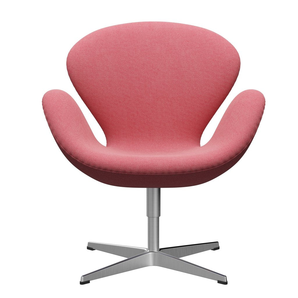 Fritz Hansen Swan Lounge Sillón, aluminio cepillado por satén/Rime claro rojo/blanco