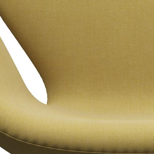 Fritz Hansen Chaise de salon de cygne, aluminium brossé en satin / chaux verte / blanc