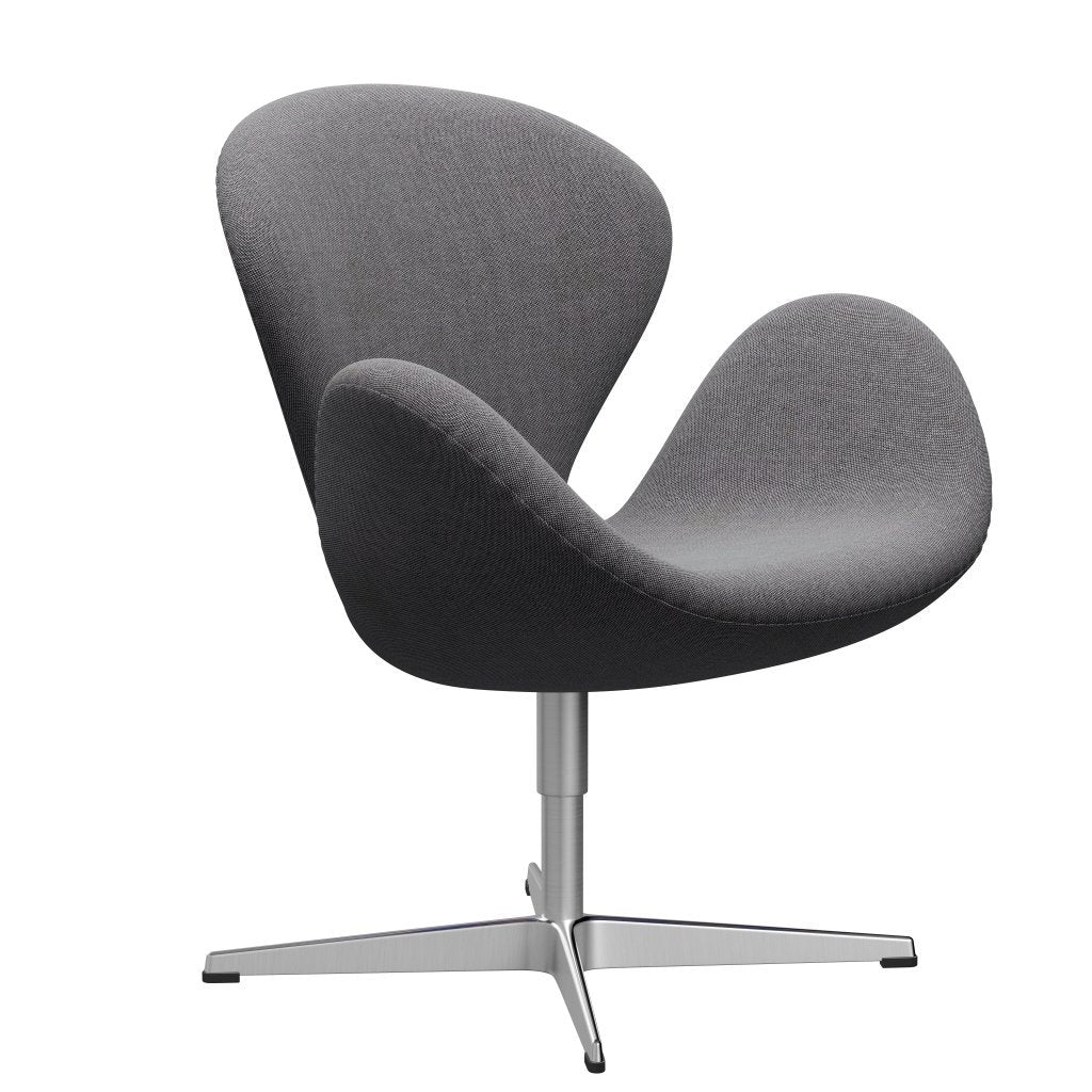 Sedia da salone Fritz Hansen Swan, alluminio spazzolato in raso/sale rima e pepe