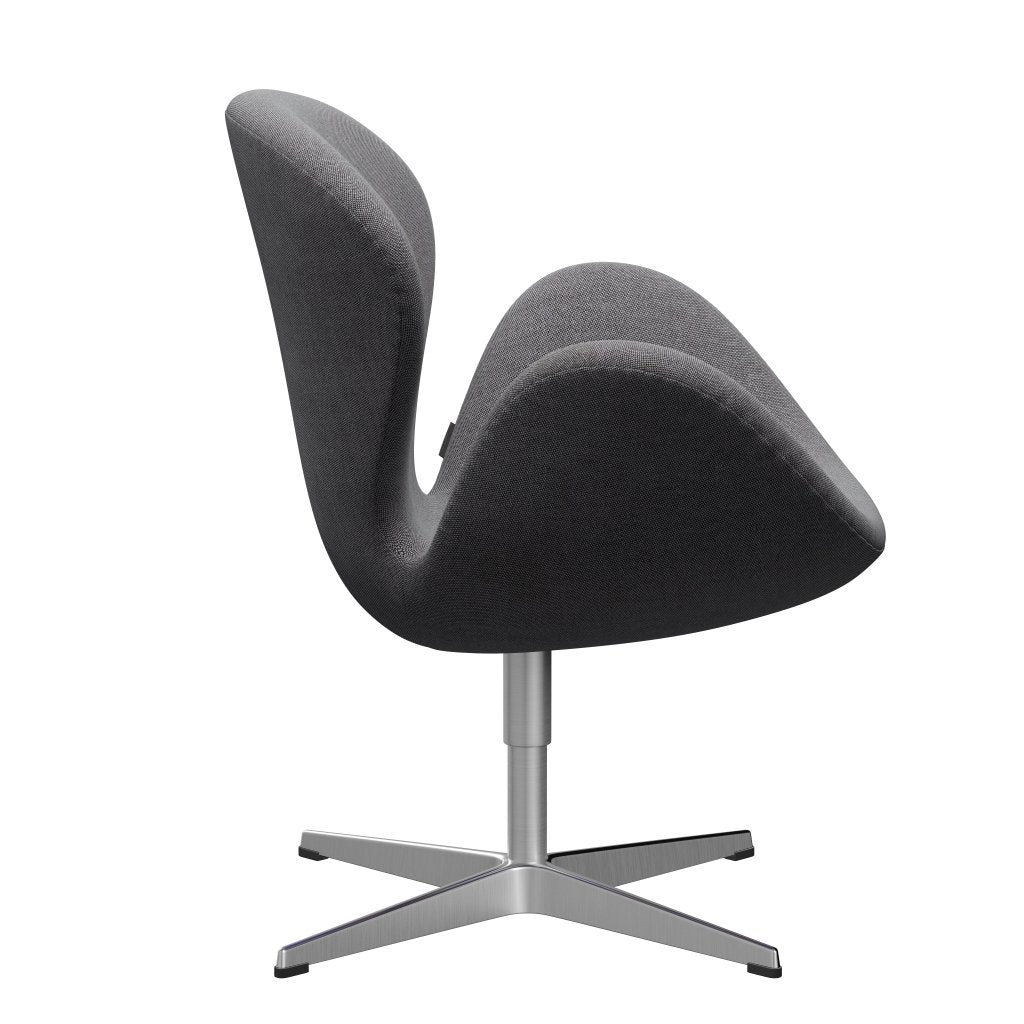 Sedia da salone Fritz Hansen Swan, alluminio spazzolato in raso/sale rima e pepe