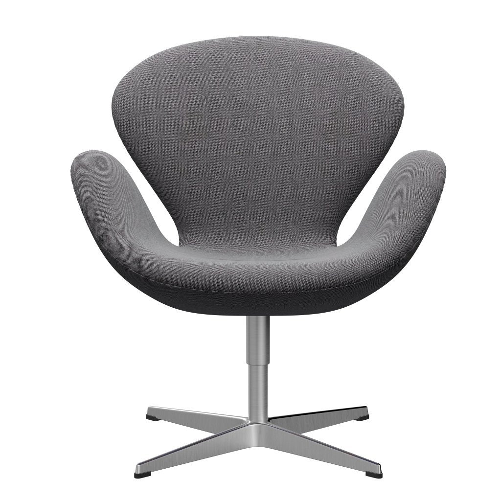 Sedia da salone Fritz Hansen Swan, alluminio spazzolato in raso/sale rima e pepe