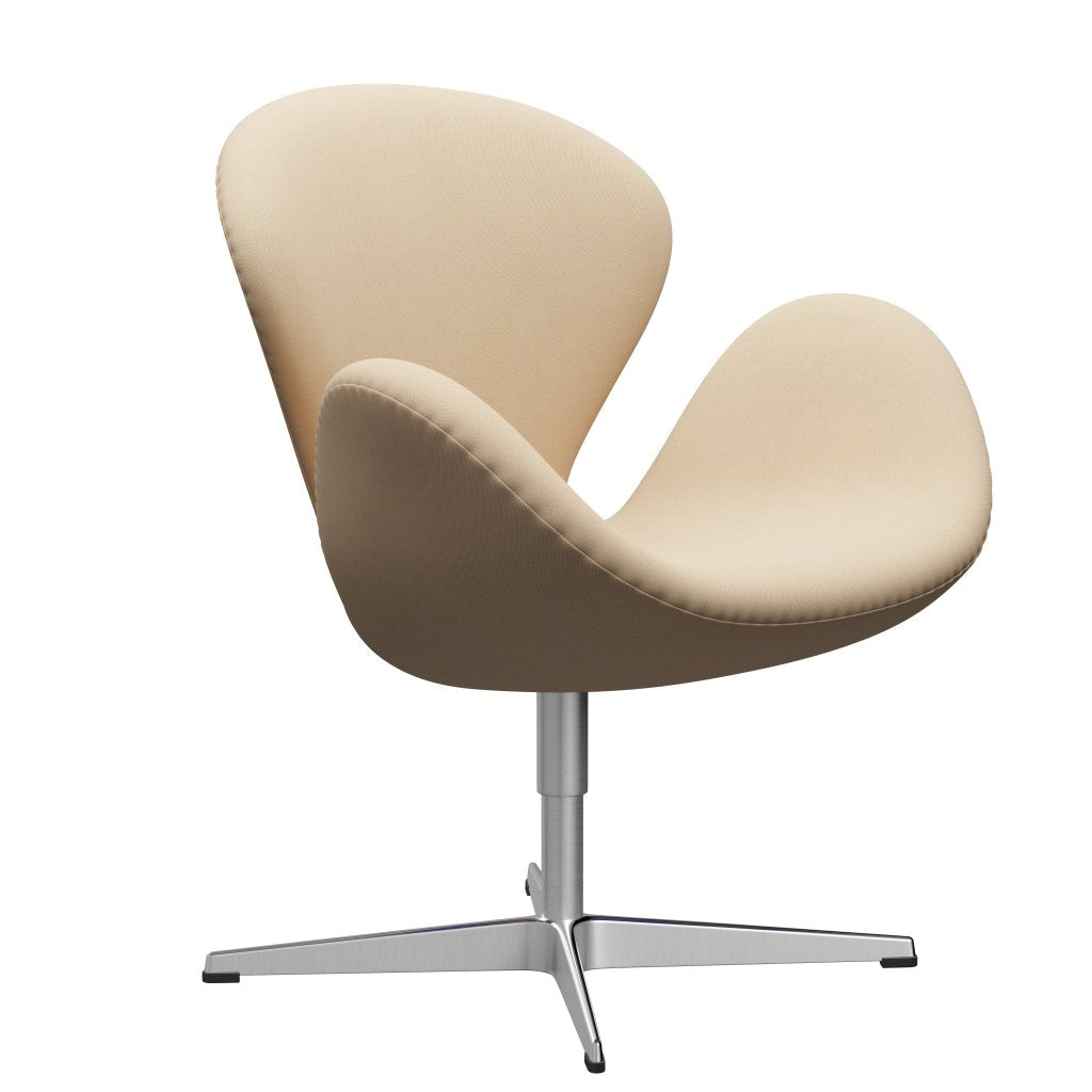 Sedia fritz Hansen Swan Lounge, alluminio spazzolato in raso/cerchi di lana bianca