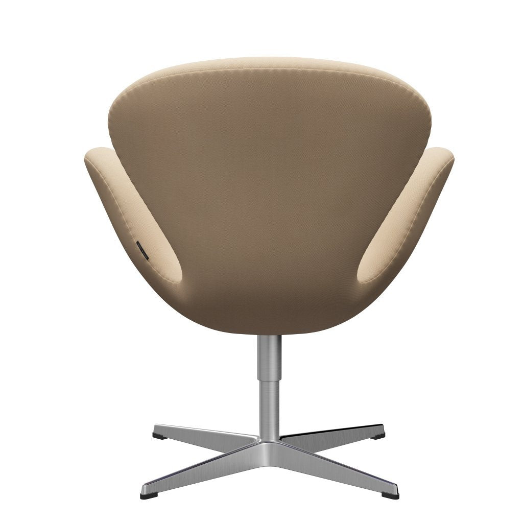 Sedia fritz Hansen Swan Lounge, alluminio spazzolato in raso/cerchi di lana bianca