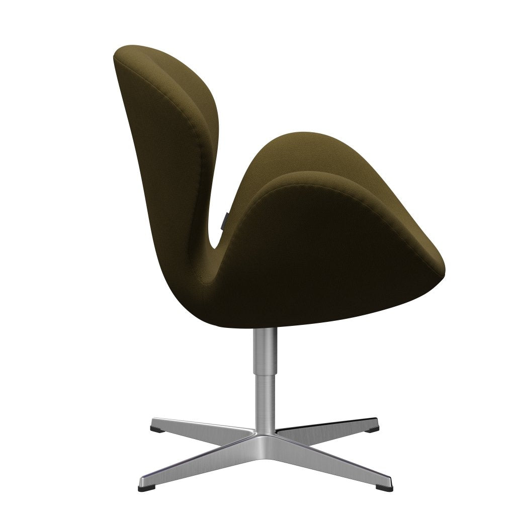 Fritz Hansen Swan Lounge Chair, Satin Brushed Aluminium/Steelcut Army Green