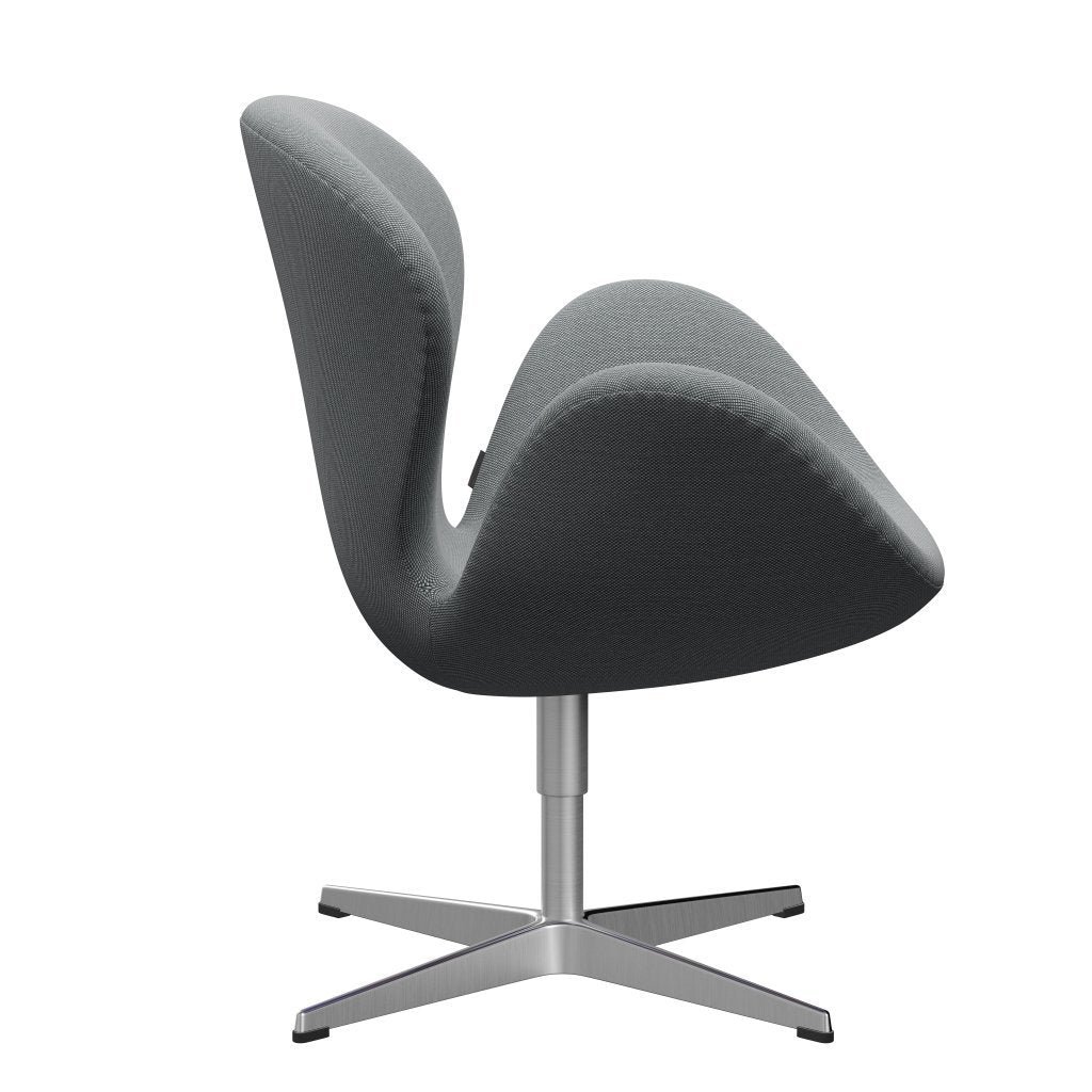 Fritz Hansen Swan Lounge椅子，缎面铝制铝/钢盘三重奏灰色