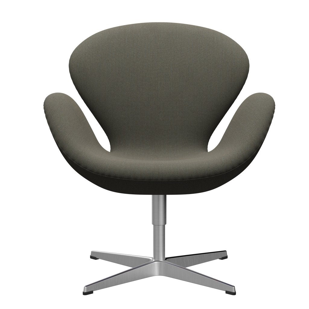 Sedia fritz Hansen Swan Lounge, trio in alluminio/taglio in acciaio raso grigio/verde