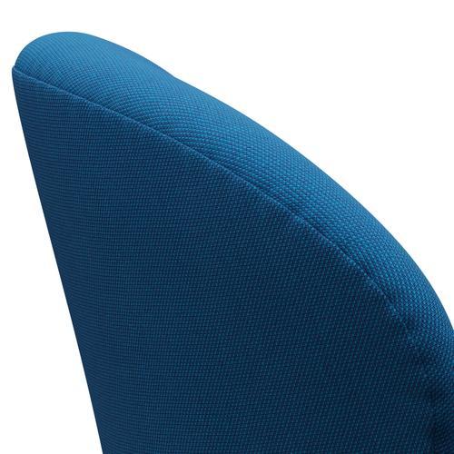 Sillón Fritz Hansen Swan, aluminio cepillado por satén/trío de capas de acero turquesa/azul