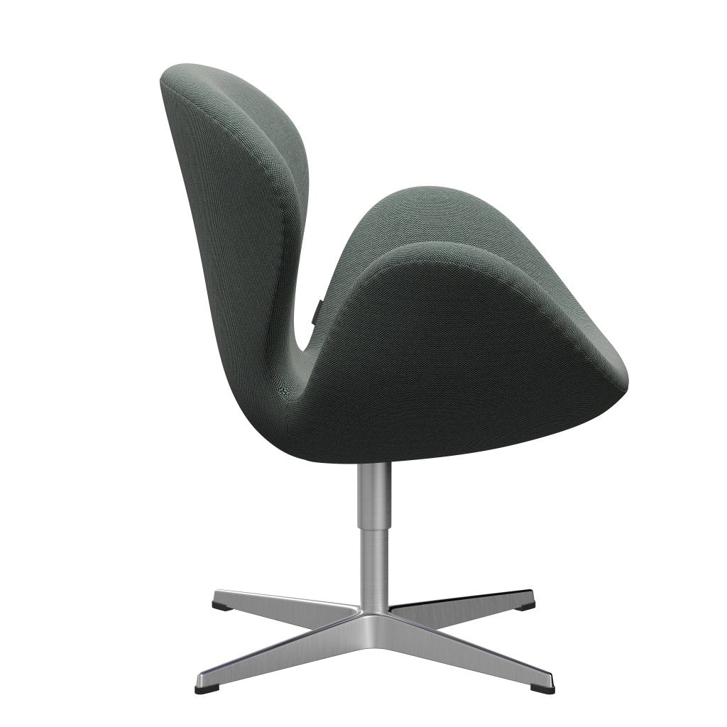 Fritz Hansen Chaise salon de cygne, aluminium brossé en satin / trio Steelcut blanc / vert foncé